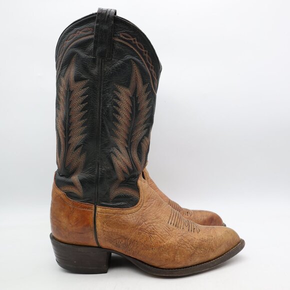 Tony Lama Men's Size 8.5 EE Brown Taurus Shoulder Leather Western Boots USA - Picture 1 of 10